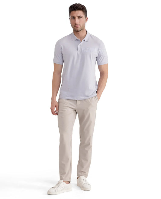 Rare Rabbit Men Taro Blue Cotton Blend Short Sleeve Regular Fit Regular Collared Plain Polo