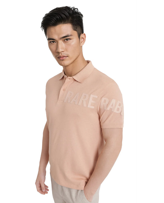 Rare Rabbit Men Taro Peach Cotton Blend Short Sleeve Regular Fit Regular Collared Plain Polo