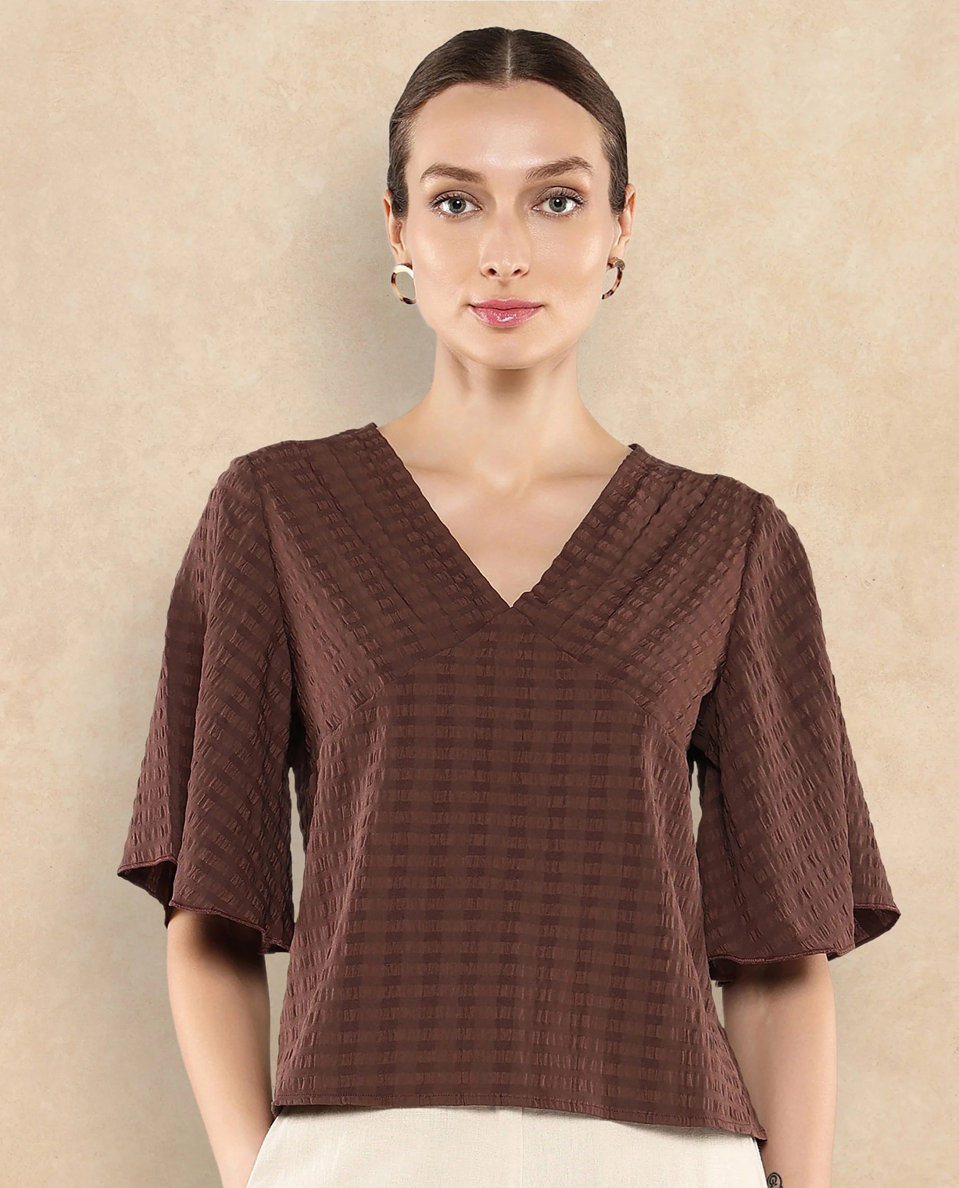 Rareism Women Tolah Brown Plain Top