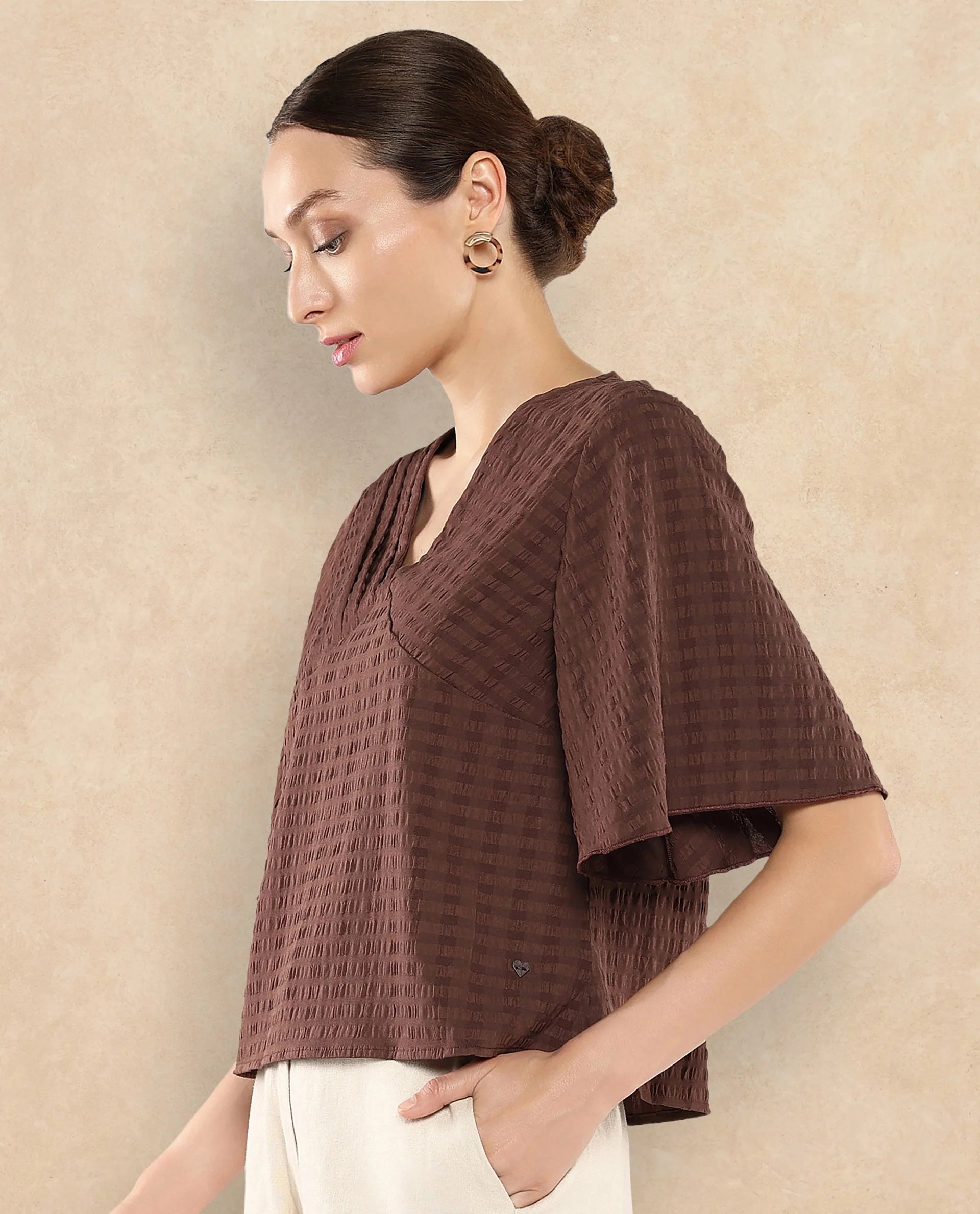 Rareism Women Tolah Brown Plain Top