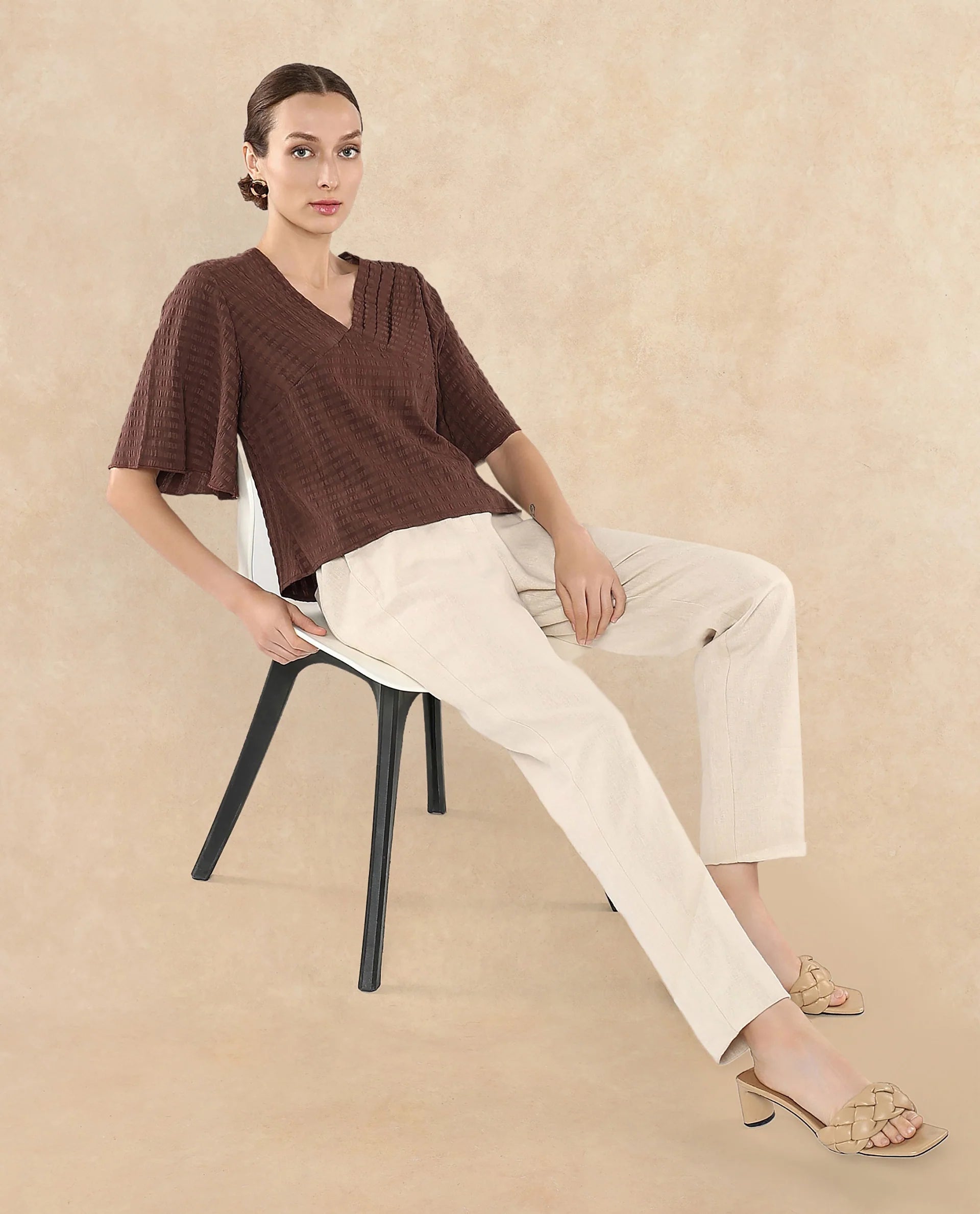 Rareism Women Tolah Brown Plain Top