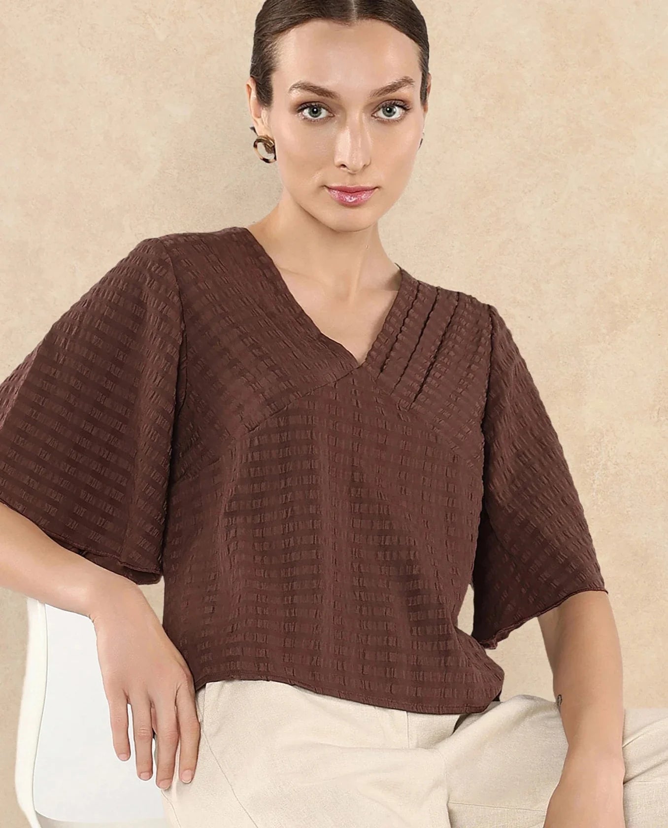 Rareism Women Tolah Brown Plain Top