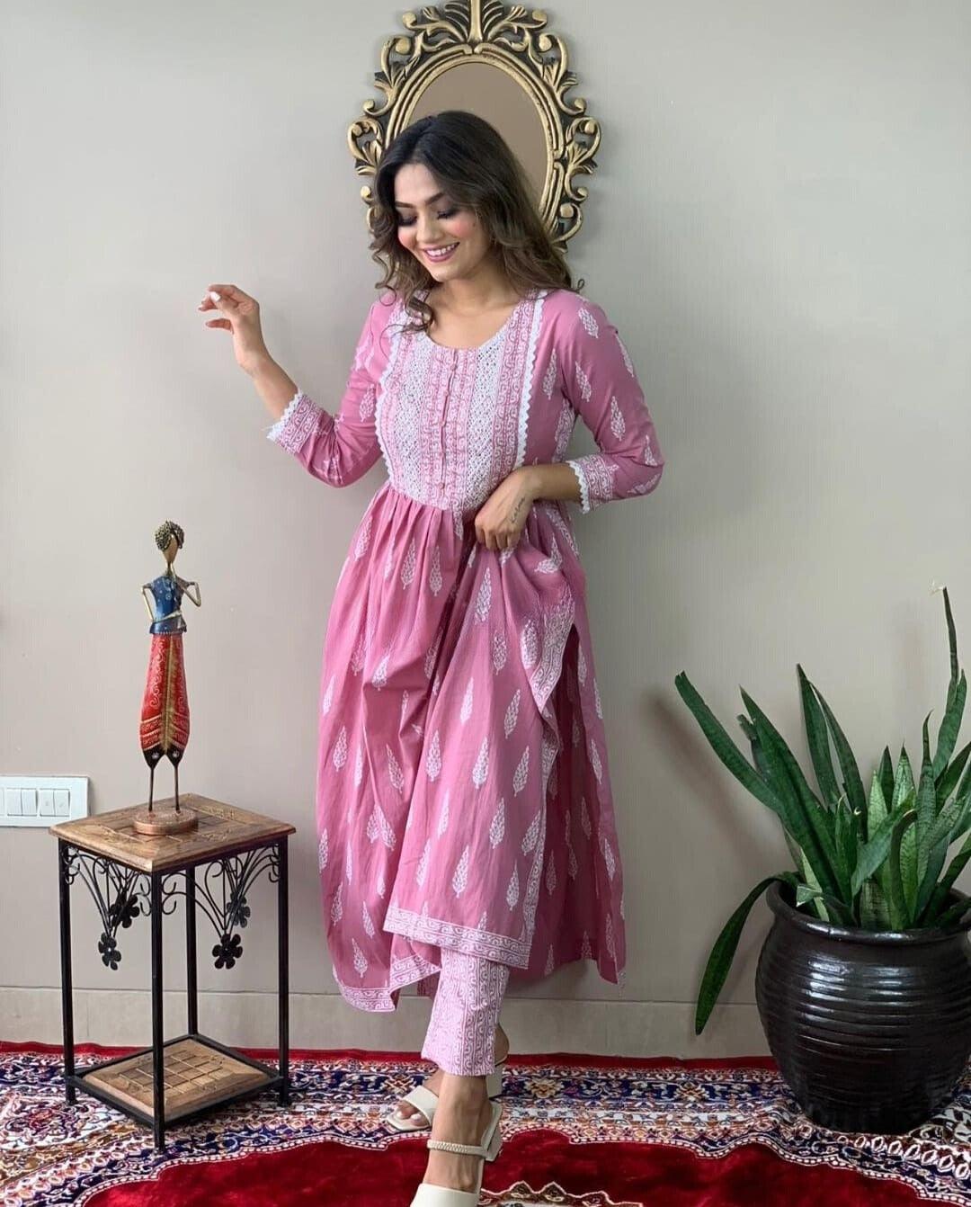Ethnic Motifs Printed Nayra Cut Kurta and Pant Set
