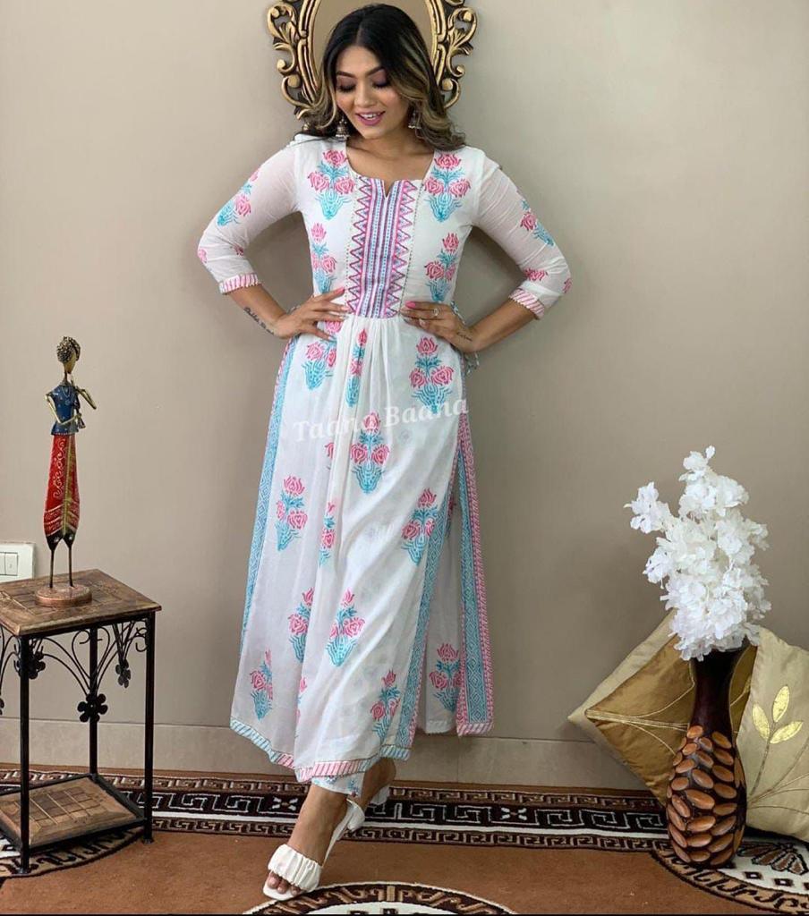 Printed Nayra Cut Kurta and Pant Set