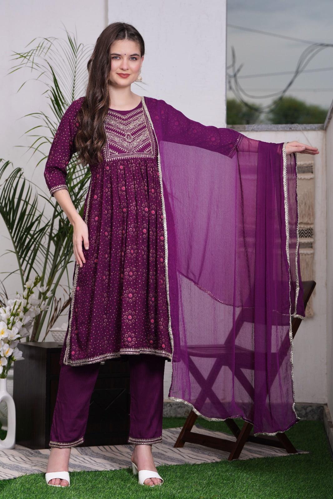Embroidered Kurta and Pant Set with Dupatta