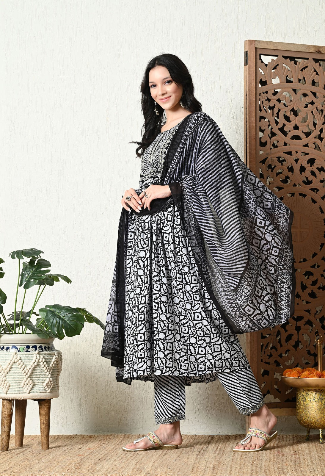White Grey Embroidered Rayon Kurta and Pant Set with Dupatta