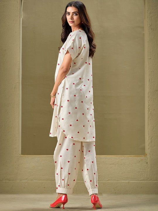 White Embroidered Rayon Kurta and Pant Set