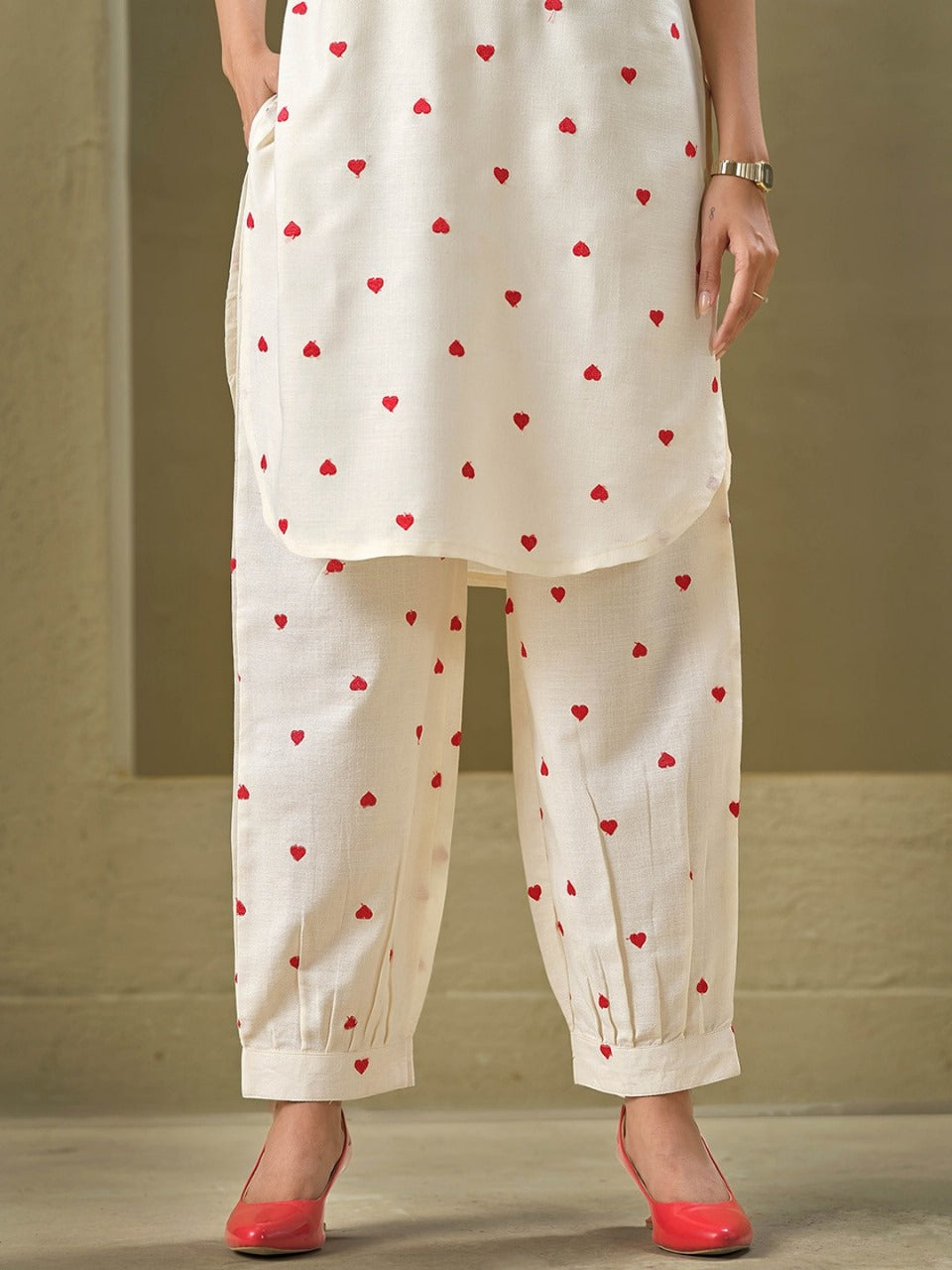 White Embroidered Rayon Kurta and Pant Set