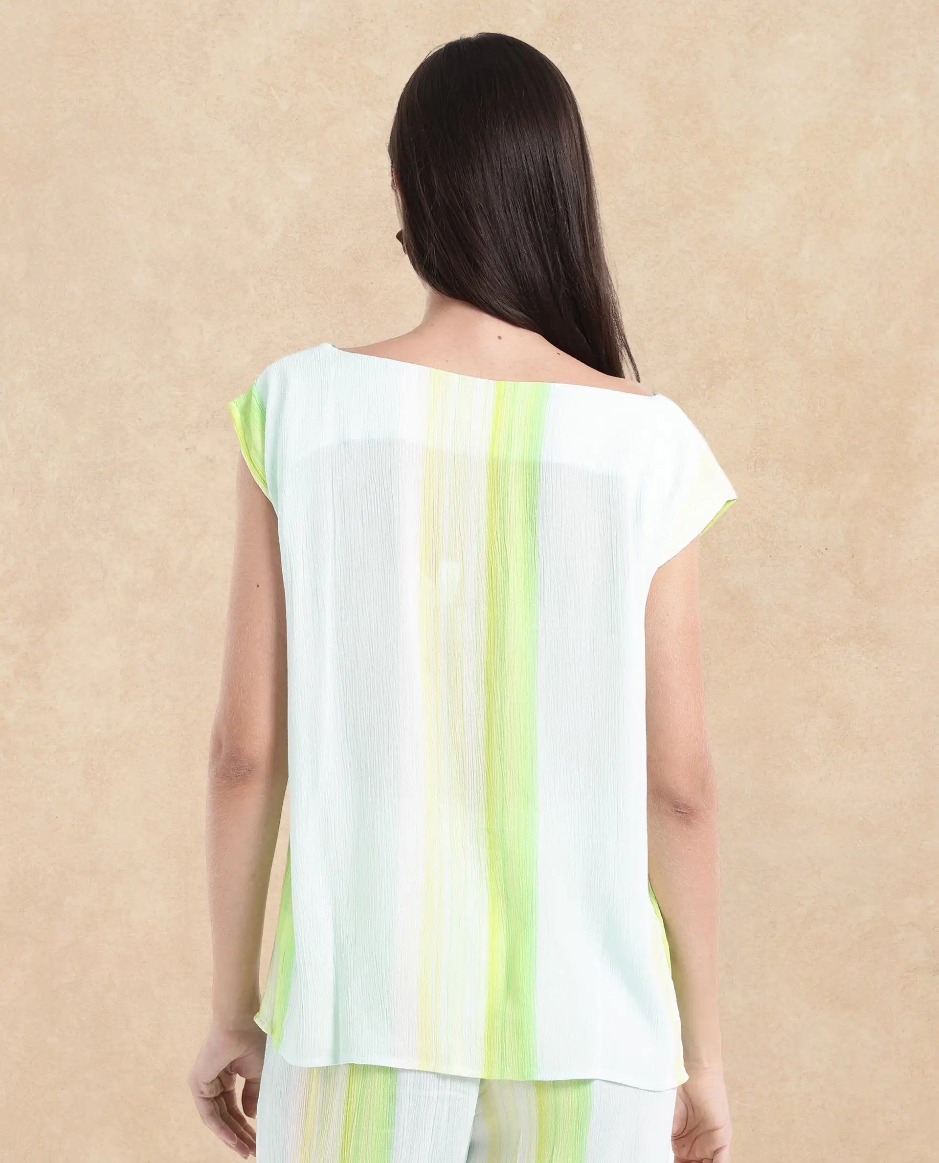 Rareism Women Yadot-T Multi Sleeveless Crew Neck Boxy Fit Broad Stripes Top