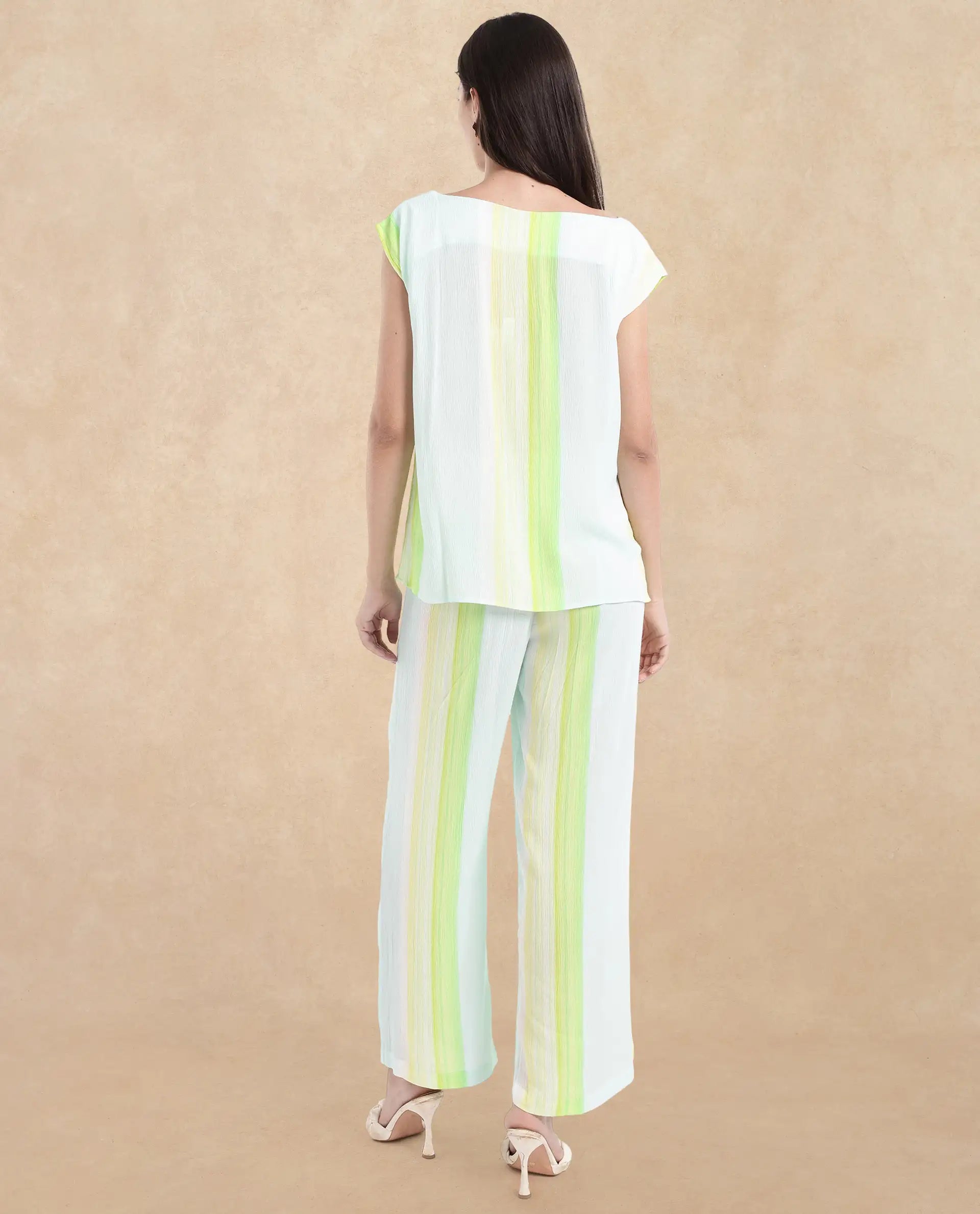 Rareism Women Yadot-T Multi Sleeveless Crew Neck Boxy Fit Broad Stripes Top