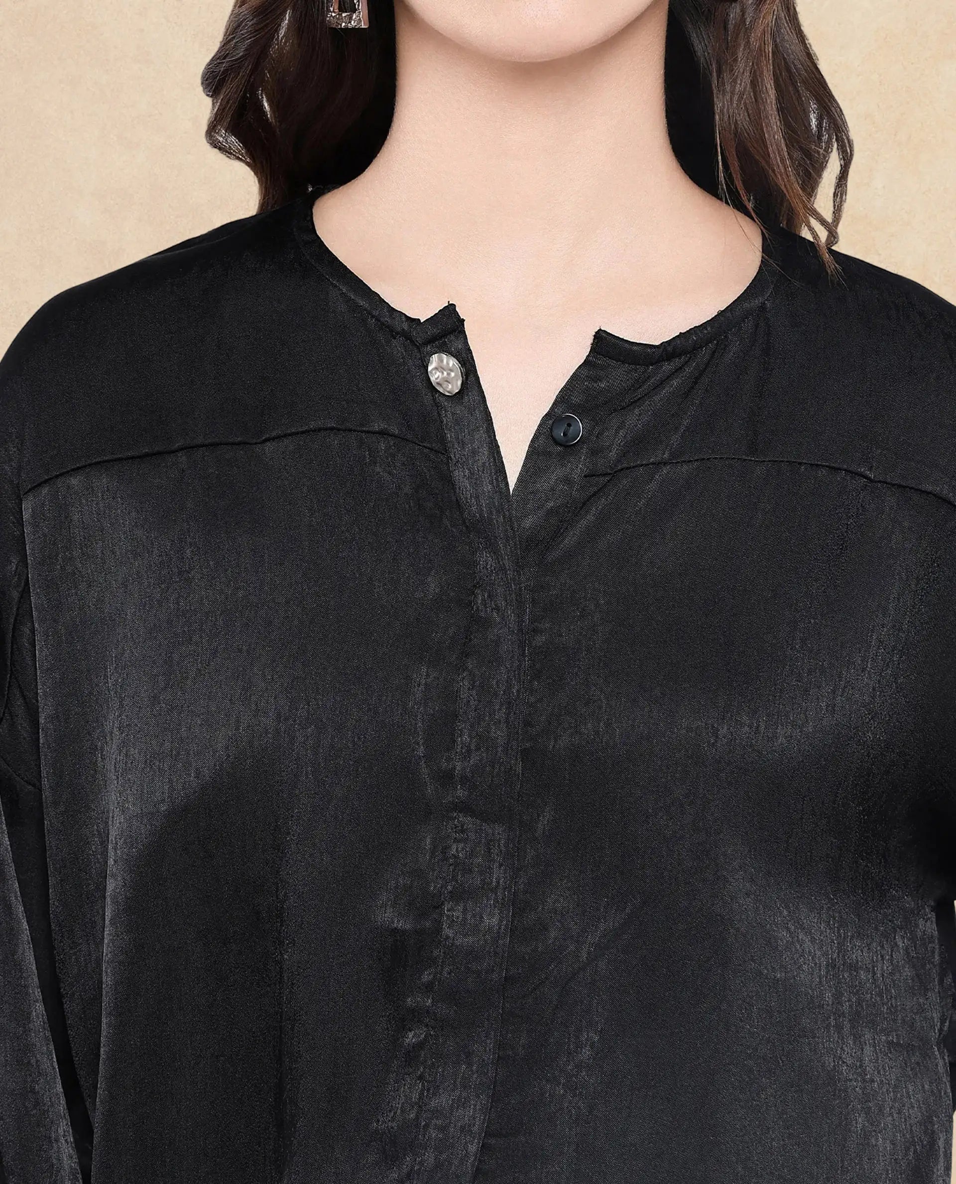 Rareism Women Zerra Black Plain Top