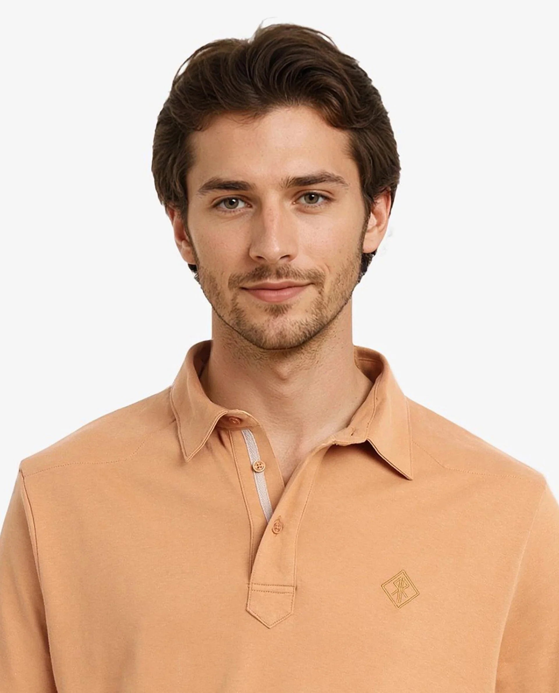 Rare Rabbit Men Calix Mustard Short Sleeve Collared Neck Plain Embroidered Logo Polo