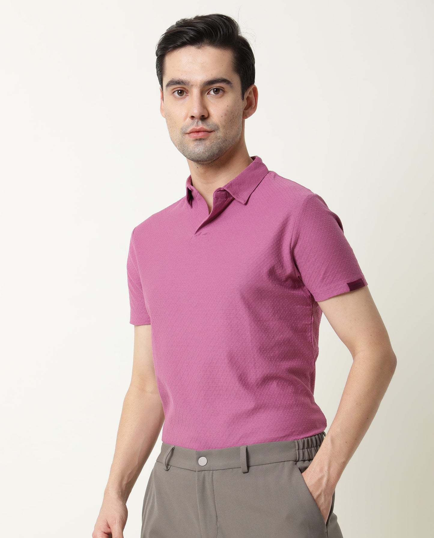 RARE RABBIT TENNA-2 LIGHT PURPLE POLO COTTON FABRIC SHORT SLEEVE POLO COLLAR SLIM FIT
