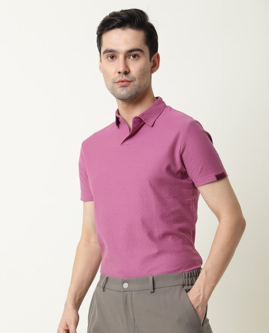RARE RABBIT TENNA-2 LIGHT PURPLE POLO COTTON FABRIC SHORT SLEEVE POLO COLLAR SLIM FIT