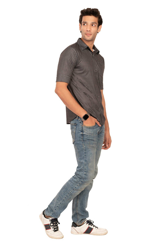 Black Gothic Pattern Regular Fit Shirtee