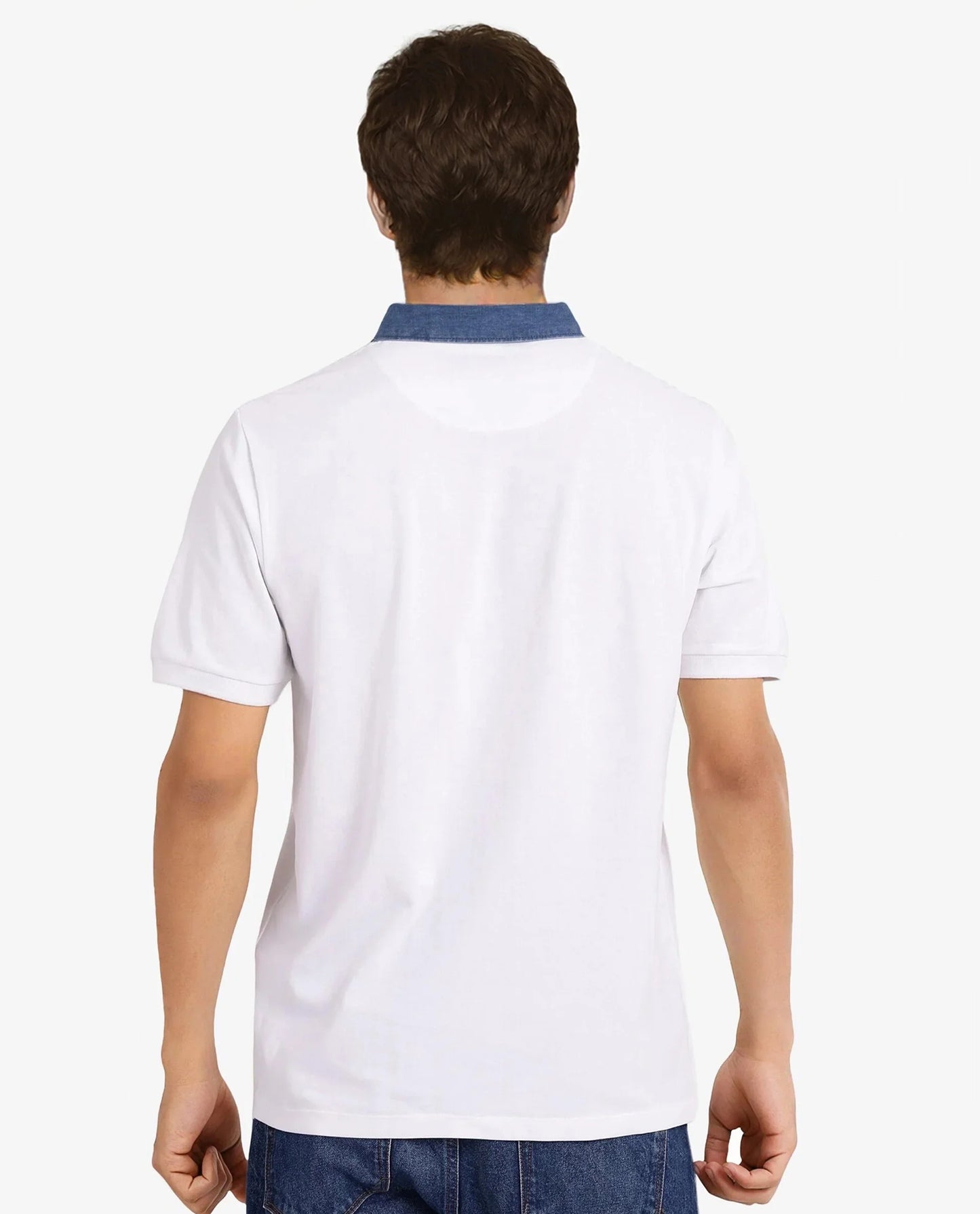 Rare Rabbit Men Tem White Short Sleeve Collared Neck Button Closure Plain Polo
