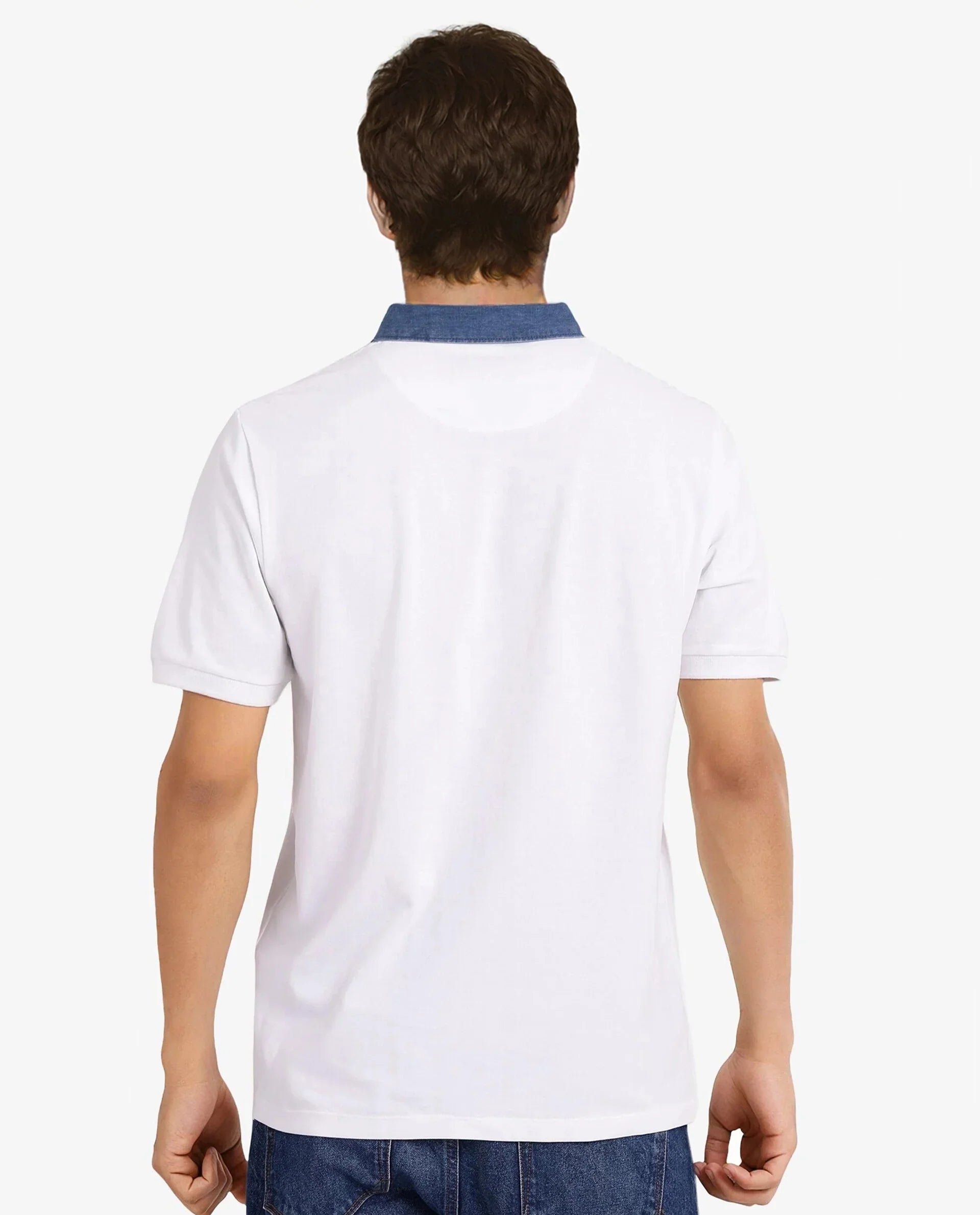 Rare Rabbit Men Tem White Short Sleeve Collared Neck Button Closure Plain Polo